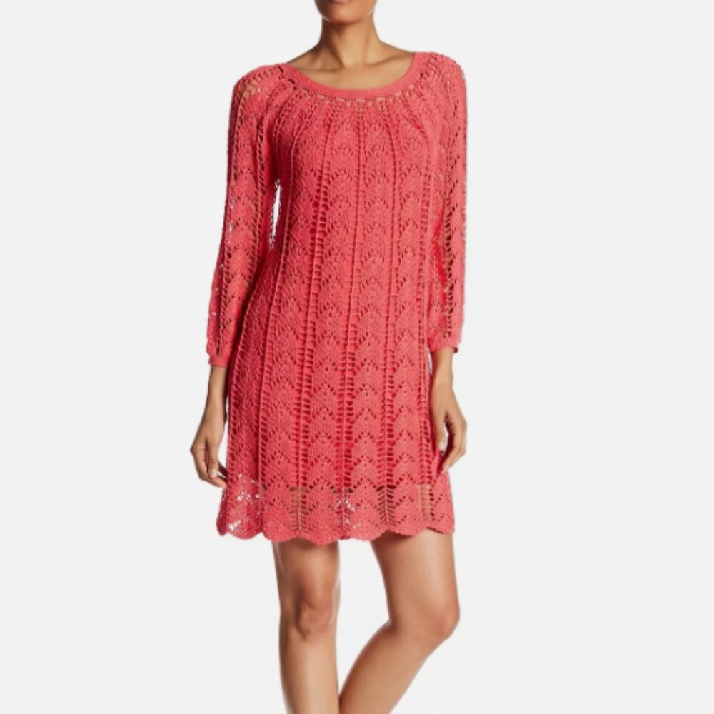 Trina Turk Pink Crochet Sweater Dress  size XS